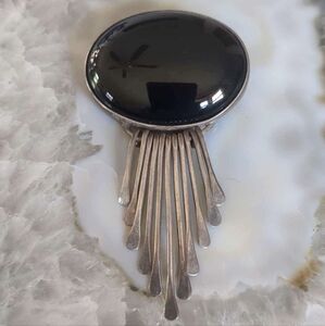Sterling Silver Onyx Pendant/Brooch